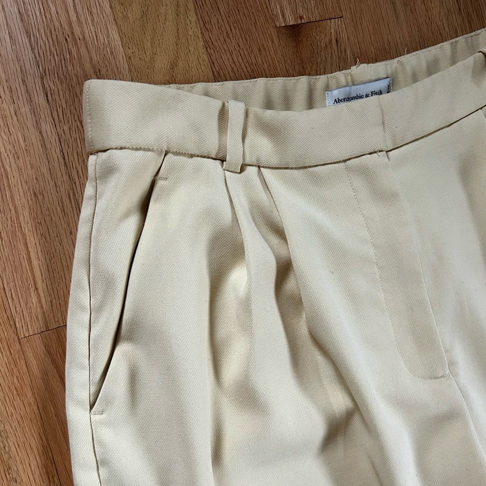 ABERCROMBIE sloane tailored wide leg pant high rise butter yellow size 32 - Picture 10 of 12